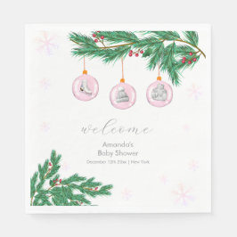 ピンクの冬の子供服のオーナメント ベビーシャワー ウェルカム スタンダードランチョンナプキン
