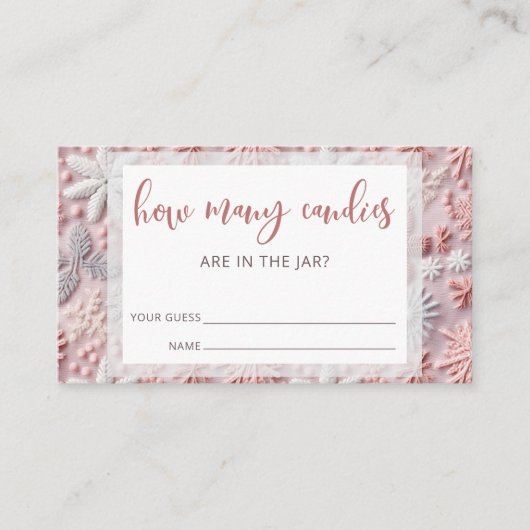 ピンクの冬の推測キャンディカードの数 エンクロージャーカード (正面)