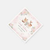 ピンクの冬の森の赤ちゃん女の子シャワー紙ナプキン スタンダードカクテルナプキン (角)