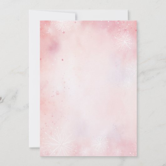 ピンクの冬の極熊の雪の結晶の誕生日パーティー 招待状 (裏面)