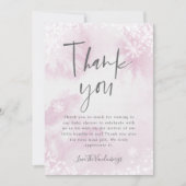 ピンクの冬の水の色ベビーシャワー サンキューカード (正面)