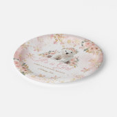 ピンクの冬の白クマその女の子の赤ちゃんシャワー ペーパープレート (アングル)