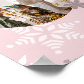 ピンクの冬の誕生日パーティフォトコラージュテンプレート ポスター (角)