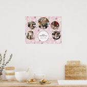 ピンクの冬の誕生日パーティフォトコラージュテンプレート ポスター (キッチン)