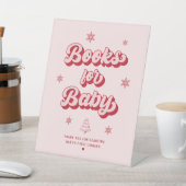 ピンクの冬の赤ちゃんシャワーベビー 台座サイン (インサイチュ)