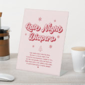 ピンクの冬の赤ちゃんシャワー深夜おむつゲーム 台座サイン (インサイチュ)