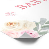 ピンクの冬の赤ちゃん女の子のシャワー歓迎の看板ポスター ポスター (角)