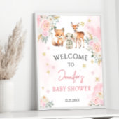 ピンクの冬の赤ちゃん女の子のシャワー歓迎の看板ポスター ポスター