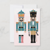 ピンクの冬の雪の結晶のナツクラッカーベビーシャワー サンキューカード (裏面)