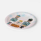 ピンクの冬の雪の結晶のナツクラッカーベビーシャワー ペーパープレート (アングル)