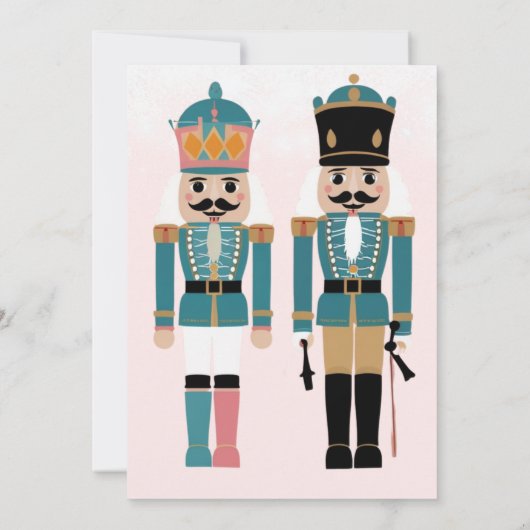 ピンクの冬の雪の結晶のナツクラッカーベビーシャワー 招待状 (裏面)