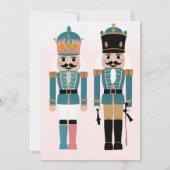 ピンクの冬の雪の結晶のナツクラッカーベビーシャワー 招待状 (裏面)