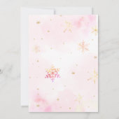 ピンクの冬の雪の結晶クリスマスパーティー 招待状 (裏面)