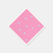 ピンクの冬の雪片 スタンダードカクテルナプキン (角)