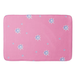 ピンクの冬の雪片 バスマット