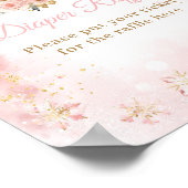 ピンクの冬の鹿その女の子の赤ちゃんシャワーおむつ ポスター (角)