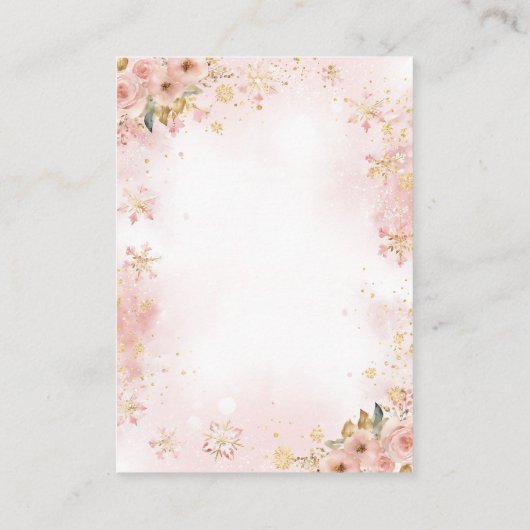 ピンクの冬の鹿その女の子の赤ちゃんシャワー詳細 エンクロージャーカード (裏面)