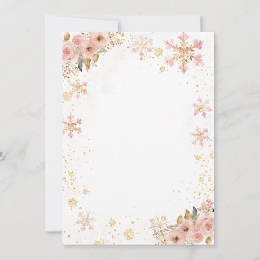 ピンクの冬の鹿その女の子の赤ちゃんシャワー サンキューカード (裏面)