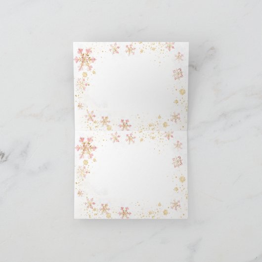 ピンクの冬の鹿その女の子の赤ちゃんシャワー サンキューカード (内部)