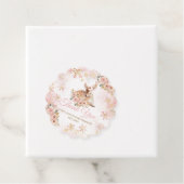 ピンクの冬の鹿その女の子の赤ちゃんシャワー フェイバータグ (インサイチュ)