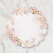 ピンクの冬の鹿その女の子の赤ちゃんシャワー フェイバータグ (裏面)