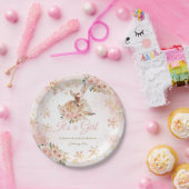 ピンクの冬の鹿その女の子の赤ちゃんシャワー ペーパープレート (パーティー)