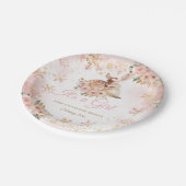 ピンクの冬の鹿その女の子の赤ちゃんシャワー ペーパープレート (アングル)