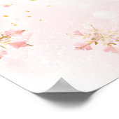 ピンクの冬の鹿その女の子の赤ちゃんシャワー ポスター (角)