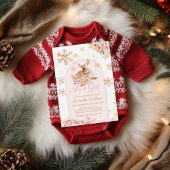 ピンクの冬の鹿その女の子の赤ちゃんシャワー 招待状