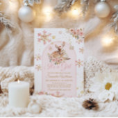 ピンクの冬の鹿その女の子の赤ちゃんシャワー 招待状