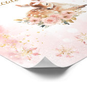 ピンクの冬の鹿その女の子ベビーシャワー熱いバー ポスター (角)