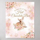 ピンクの冬の鹿その女の子ベビーシャワー熱いバー ポスター (正面)