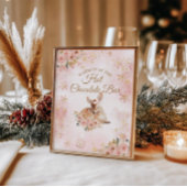 ピンクの冬の鹿その女の子ベビーシャワー熱いバー ポスター