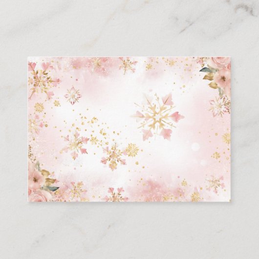 ピンクの冬の鹿の女の子の赤ちゃんシャワーおむつラッフル エンクロージャーカード (裏面)