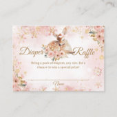 ピンクの冬の鹿の女の子の赤ちゃんシャワーおむつラッフル エンクロージャーカード (正面)