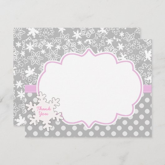 ピンクの冬のOnderlandの不思議の国のサンキューカード ノートカード (正面/裏面)