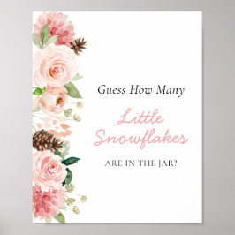 ピンクの冬は雪の結晶の数を推測 ポスター