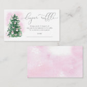 ピンクの冬クリスマスツリーおむつラッフルチケット エンクロージャーカード (正面/裏面)