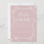 ピンクの冬コケット彼女の腹の大きさ 招待状 (正面)