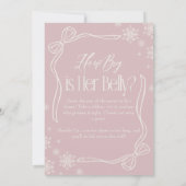 ピンクの冬コケット彼女の腹の大きさ 招待状 (裏面)