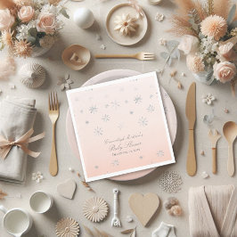 ピンクの冬ワンダーランドスノーフレーク赤ちゃんシャワー スタンダードランチョンナプキン