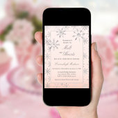 ピンクの冬ワンダーランドスノーフレーク赤ちゃんシャワー 招待状