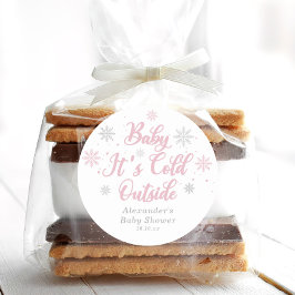 ピンクの冬ワンダーランド赤ちゃんシャワーのお気に入り ラウンドシール