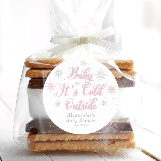 ピンクの冬ワンダーランド赤ちゃんシャワーのお気に入り ラウンドシール