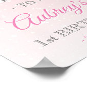 ピンクの冬凍っていのカスタマイズ女の子の歓迎サイン ポスター (角)