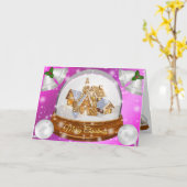 ピンクの冬 カード (黄色い花)