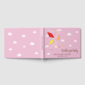 ピンクの凧ベビーシャワー金箔の願いベビー ゲストブック (全面)