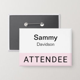 ピンクの出席者の名前バッジのピンバックボタン名タグ 缶バッジ