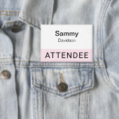 ピンクの出席者の名前バッジのピンバックボタン名タグ 缶バッジ (インサイチュ)