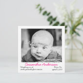 ピンクの出産報告カード 案内状 (スタンド正面)